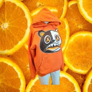BAWS‎ Orange Graphic Bear Hoodie Pullover Men's Small Cotton